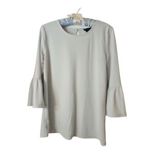 Ann Taylor 3/4 Bell Sleeve Round Neck with Back Keyhole Button Close; Dusky Mint